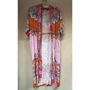 Conditions Apply Womens Floral Open Front Duster Cardigan One Size Multicolor